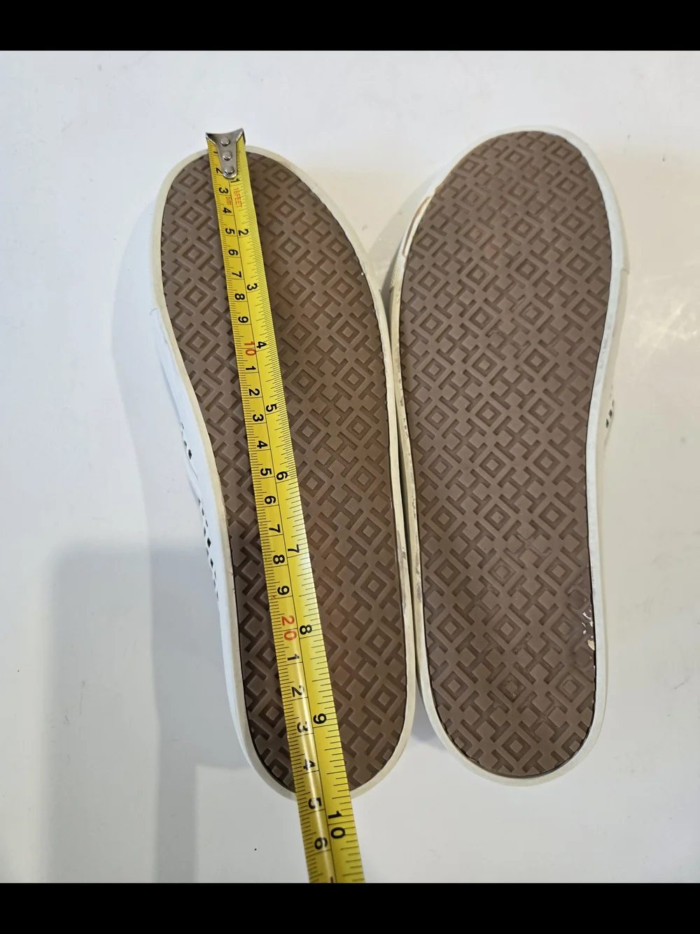 Tory Burch White Perforated Leather Slip-Ons with Brown Insole
